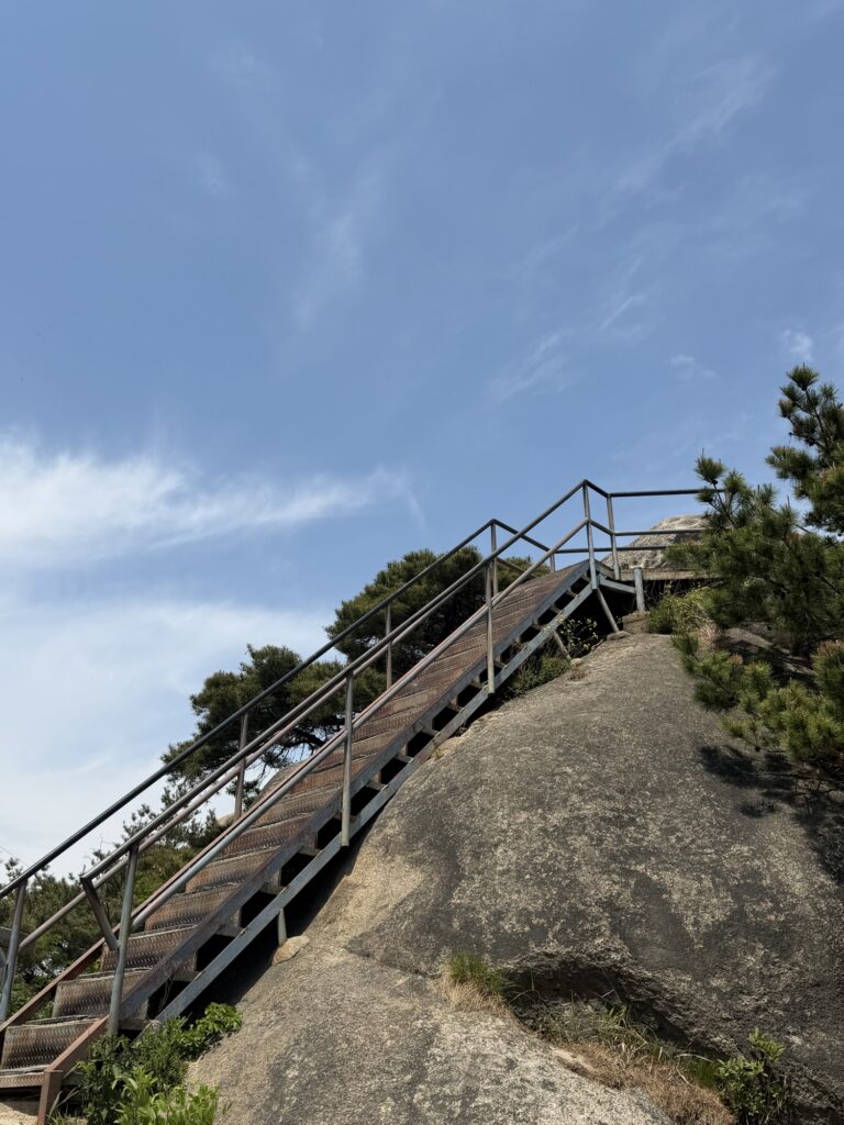 Metal staircase on Inwangsan marking the start of the final approach to the summit
