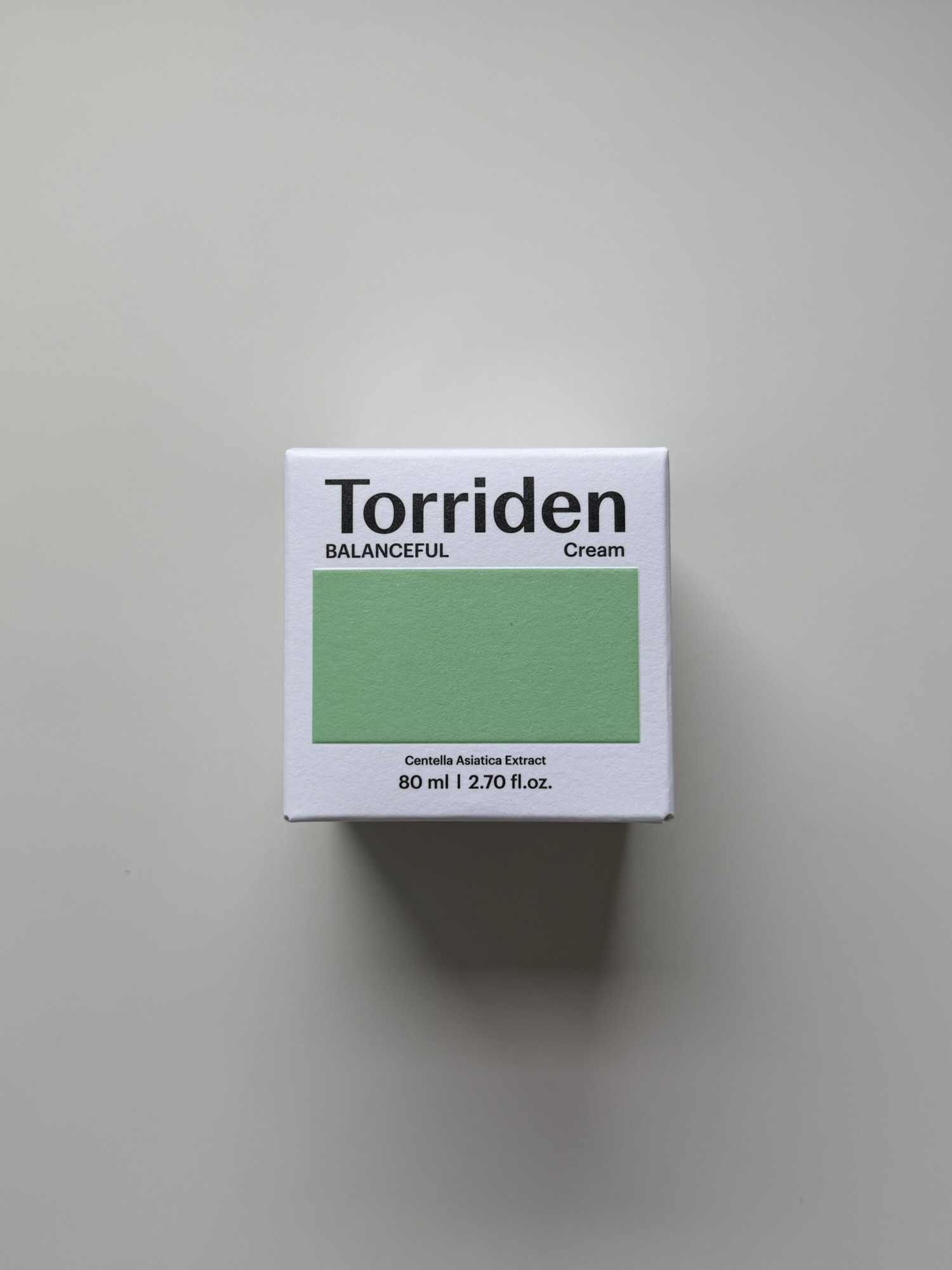 Torriden Balanceful Cica Cream packaging close-up showing the Balanceful line branding and product name on the box