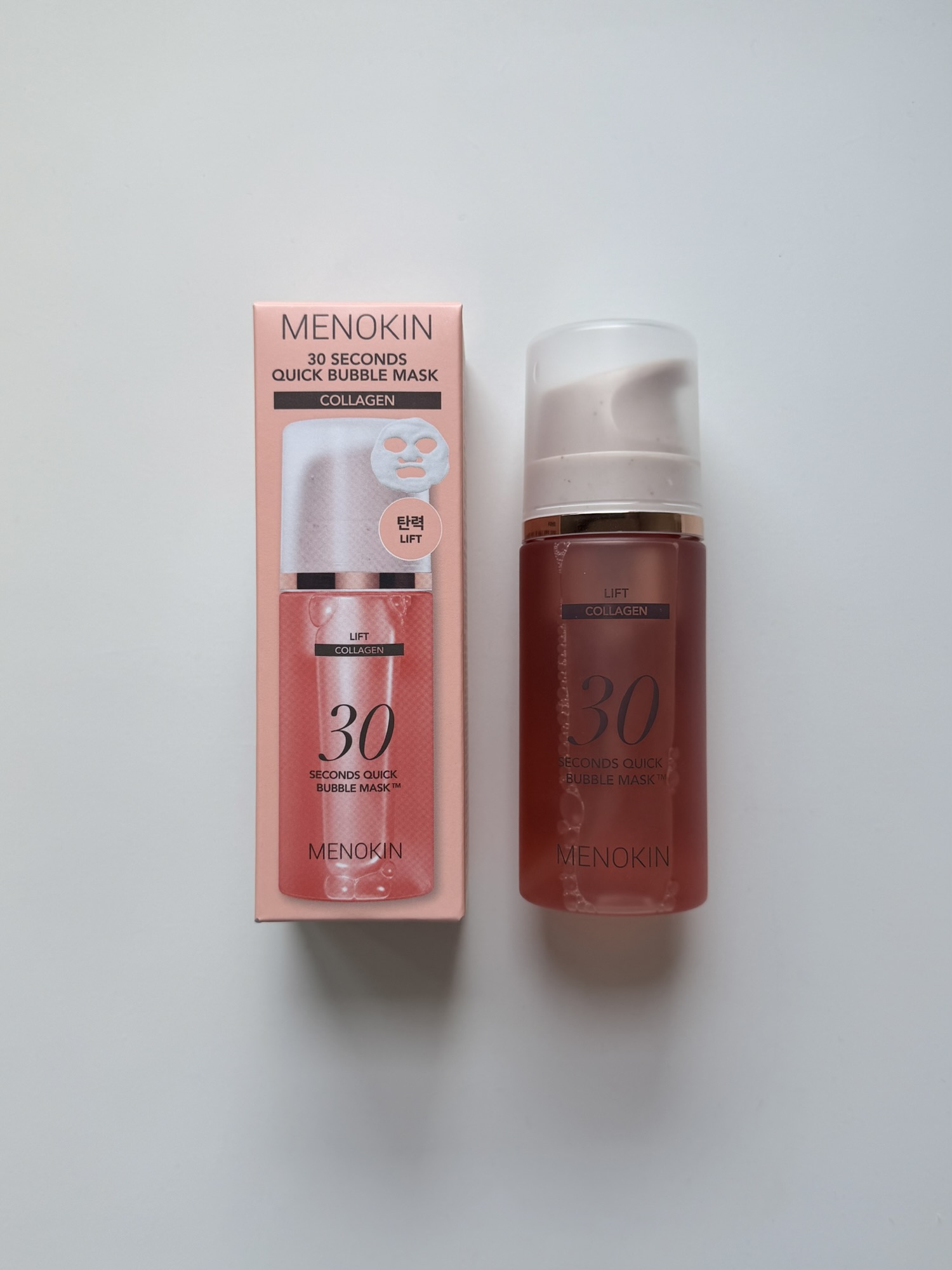 MENOKIN 30 Seconds Quick Bubble Mask Lift collagen box and bottle