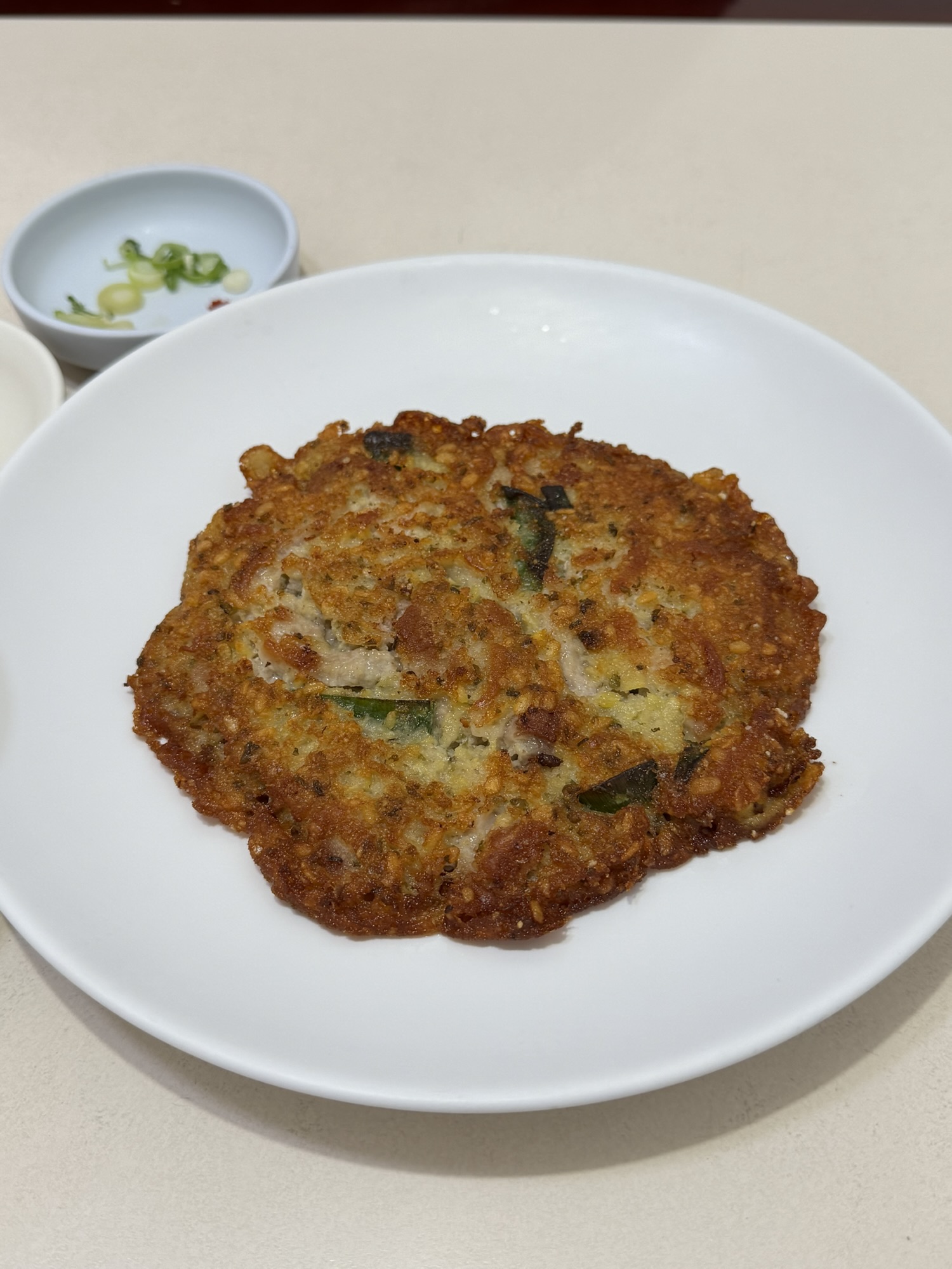 Crispy nokdujeon mung bean pancake at Eulmildae