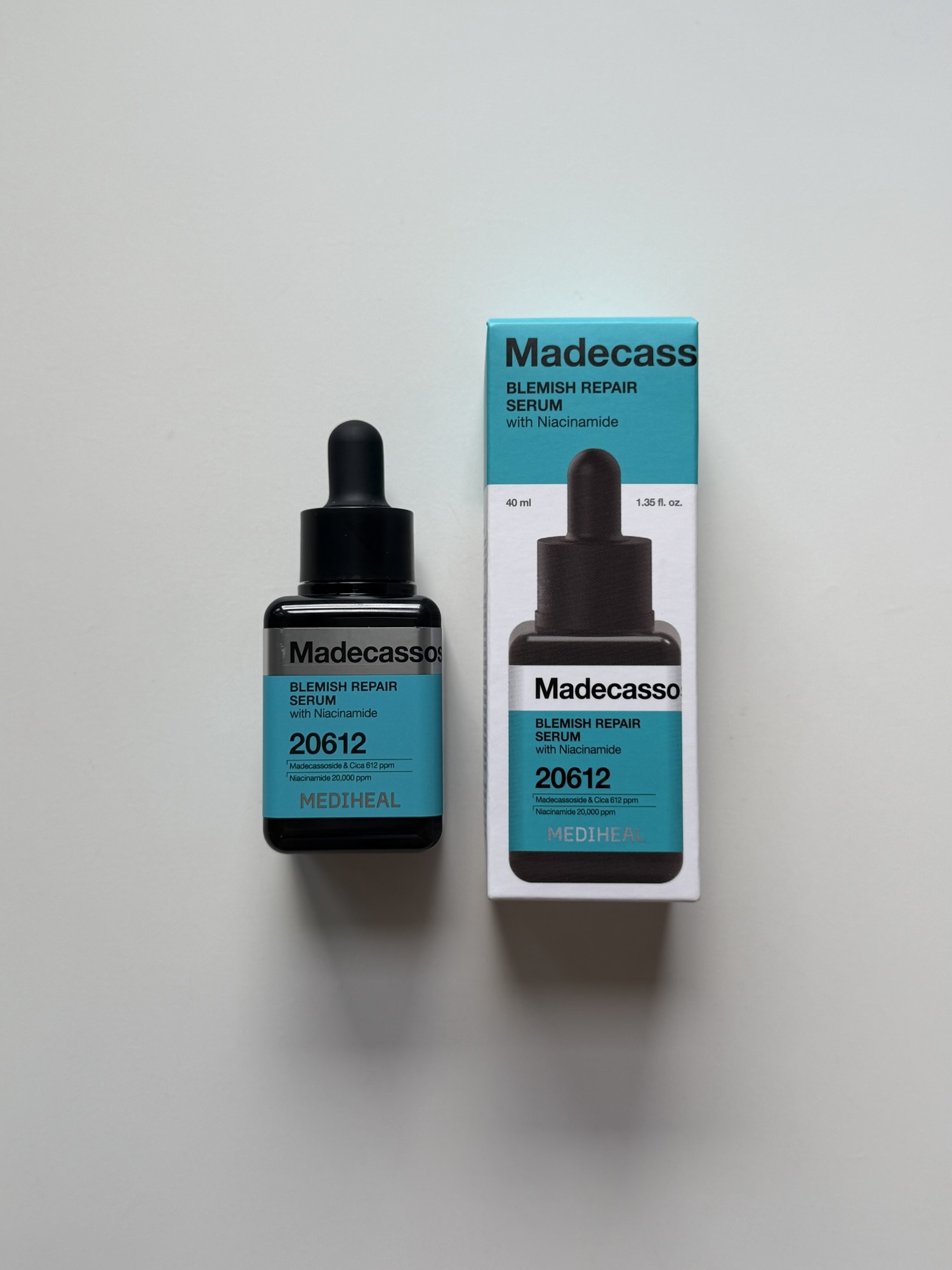 Mediheal Madecassoside Blemish Repair Serum bottle and box showing 40 ml size