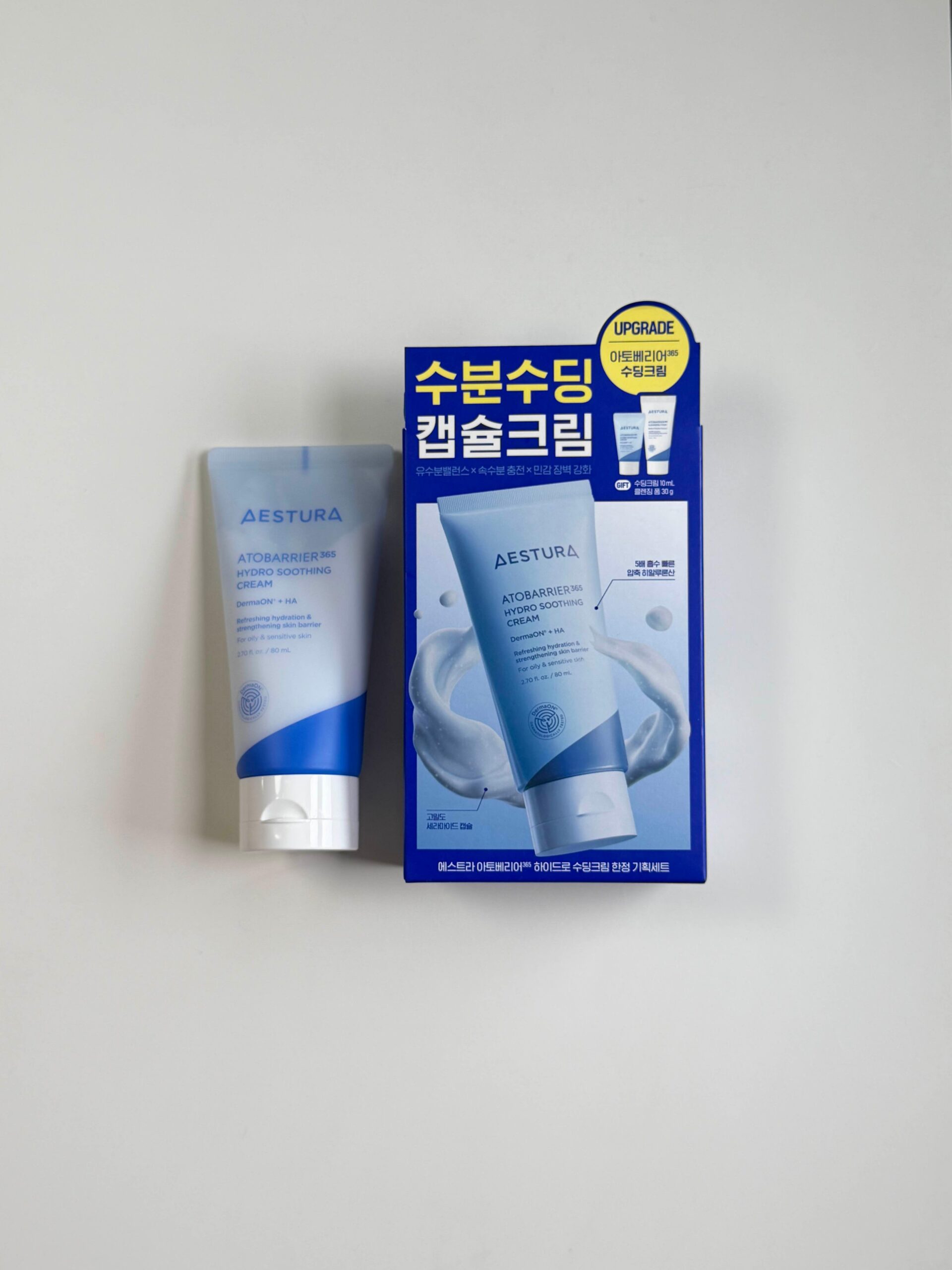 Aestura Atobarrier 365 Hydro Soothing Cream box detail showing ceramide and barrier moisture information