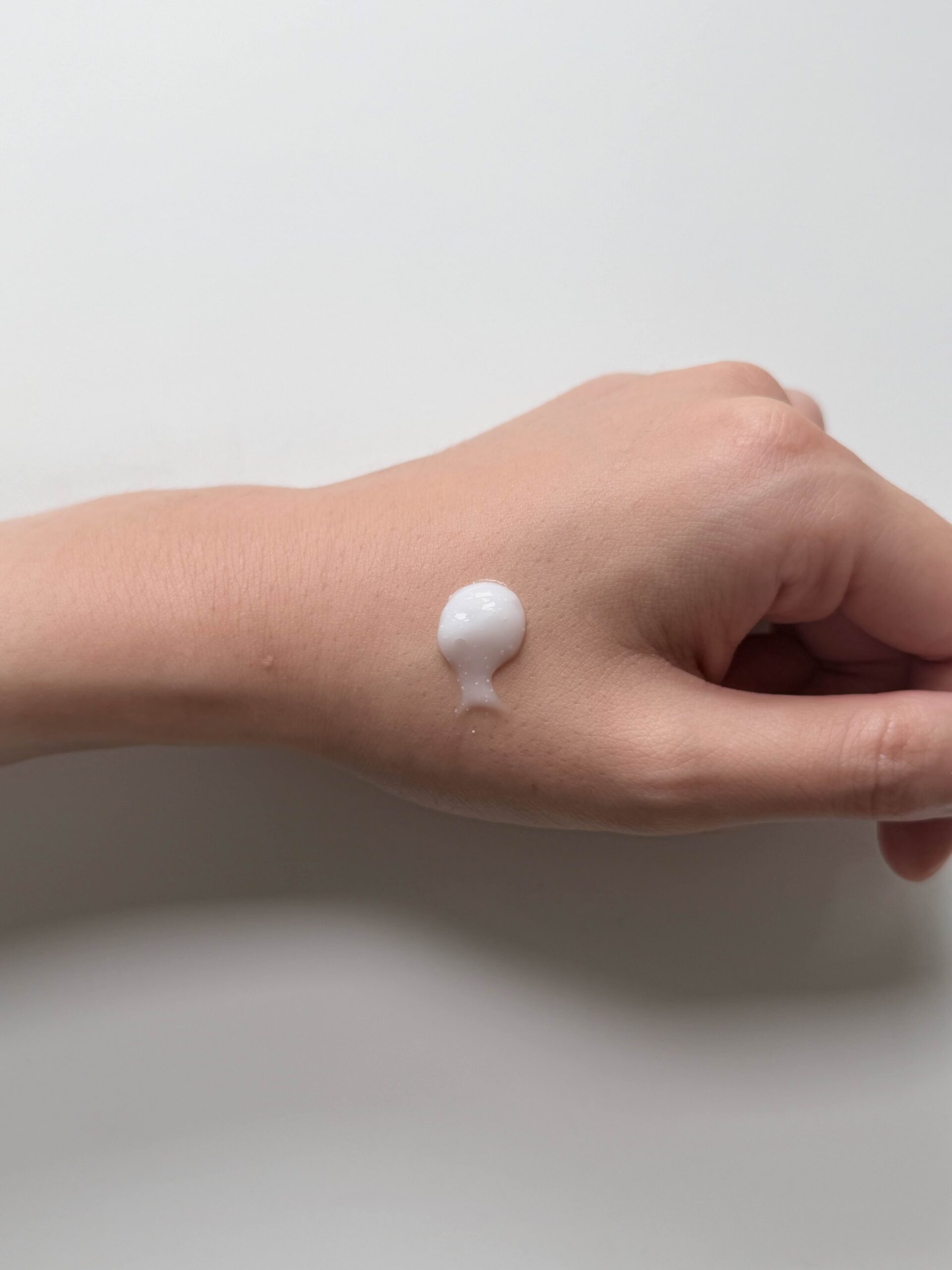 Aestura Atobarrier 365 Hydro Soothing Cream texture squeezed onto the back of a hand
