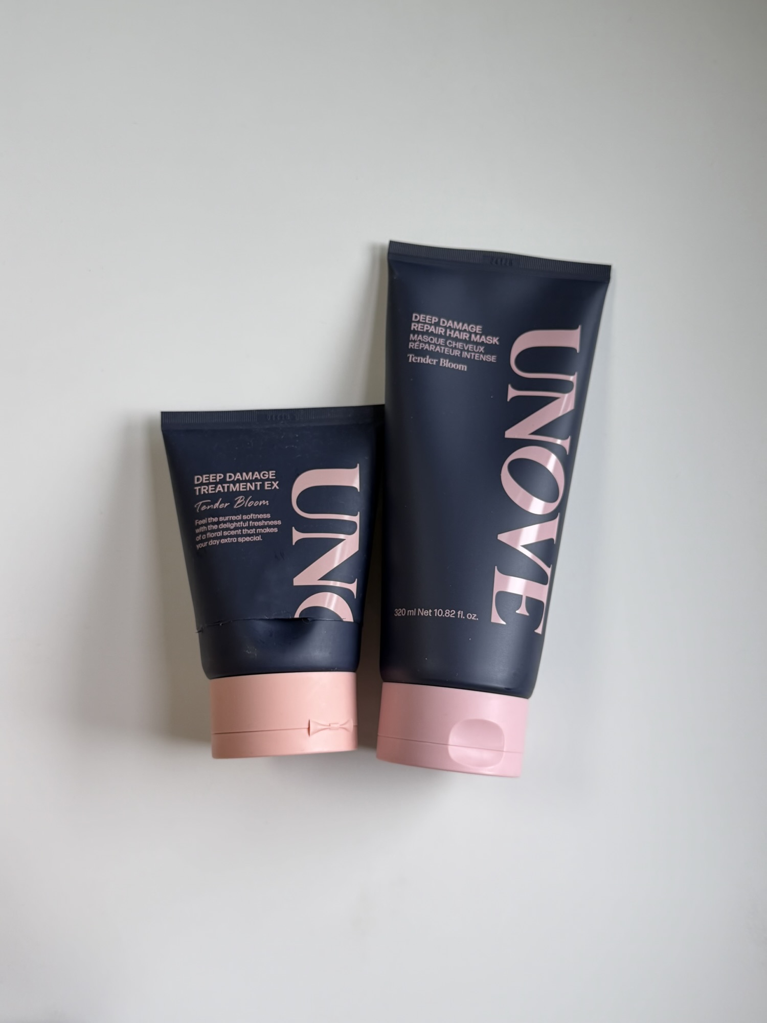 Cut open UNOVE hair mask tube after finishing the product