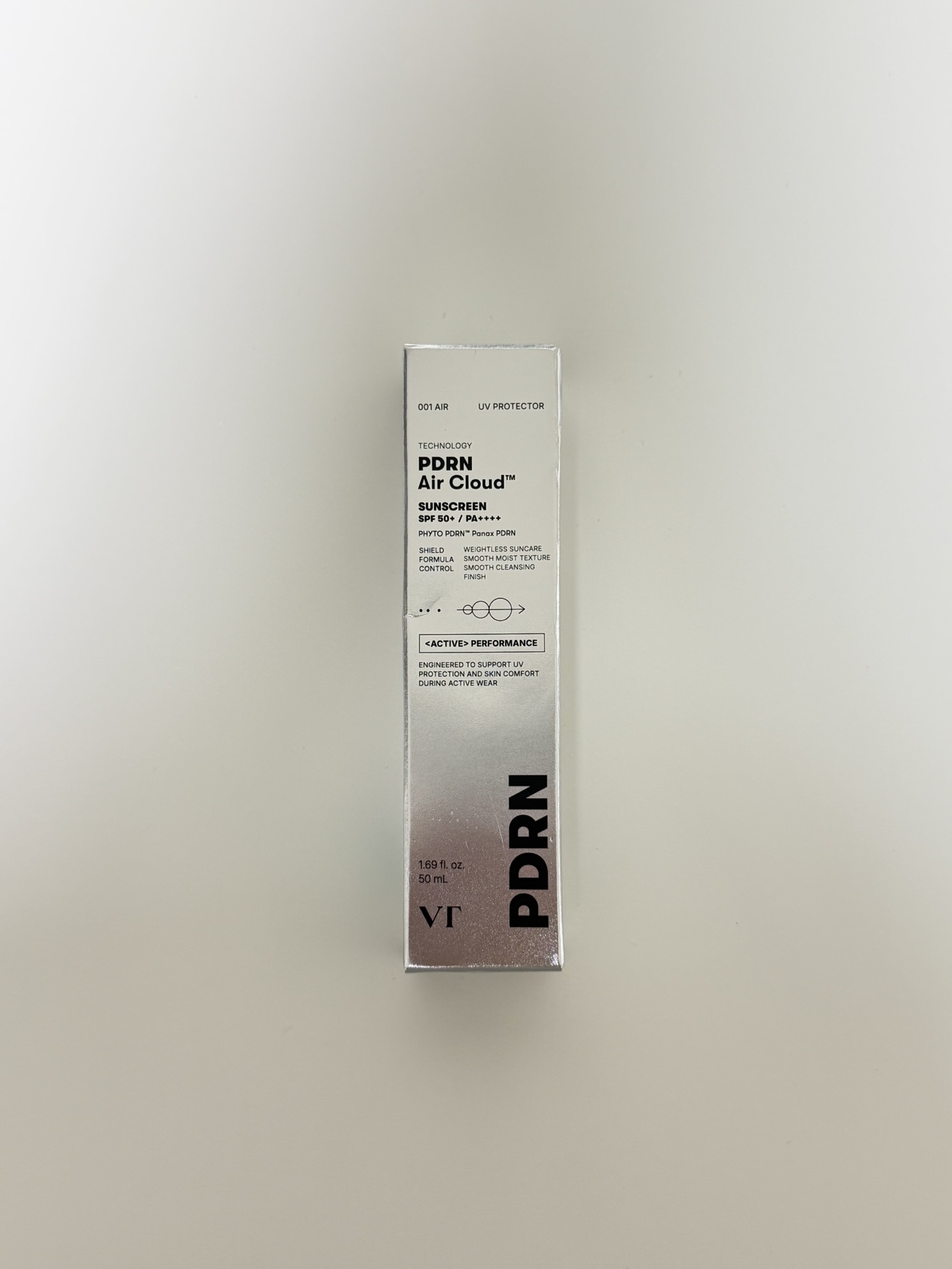 VT PDRN Air Cloud Sunscreen package showing SPF50 PA++++ and PDRN details