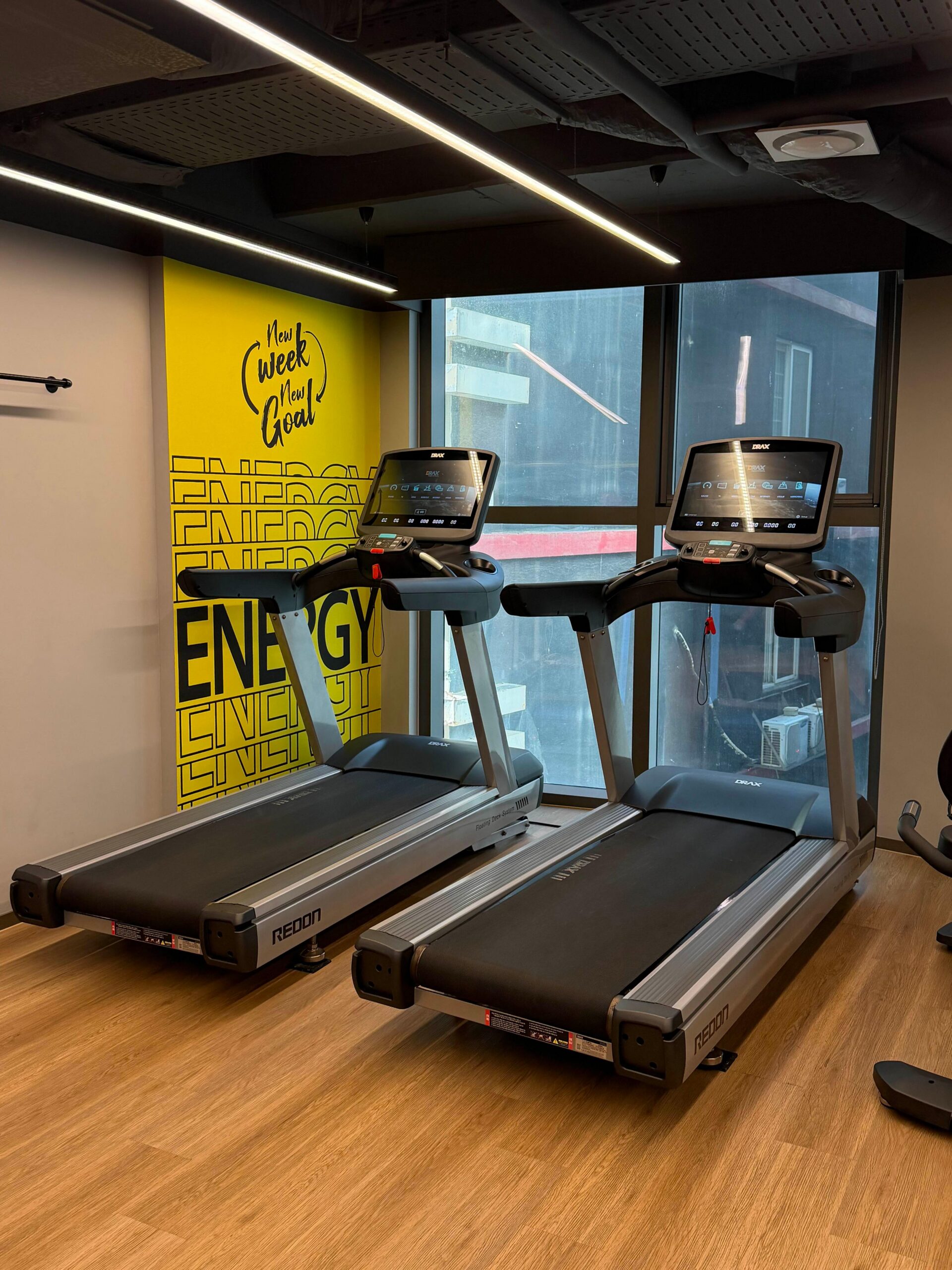 Treadmill view facing a nearby building at L7 Haeundae Busan