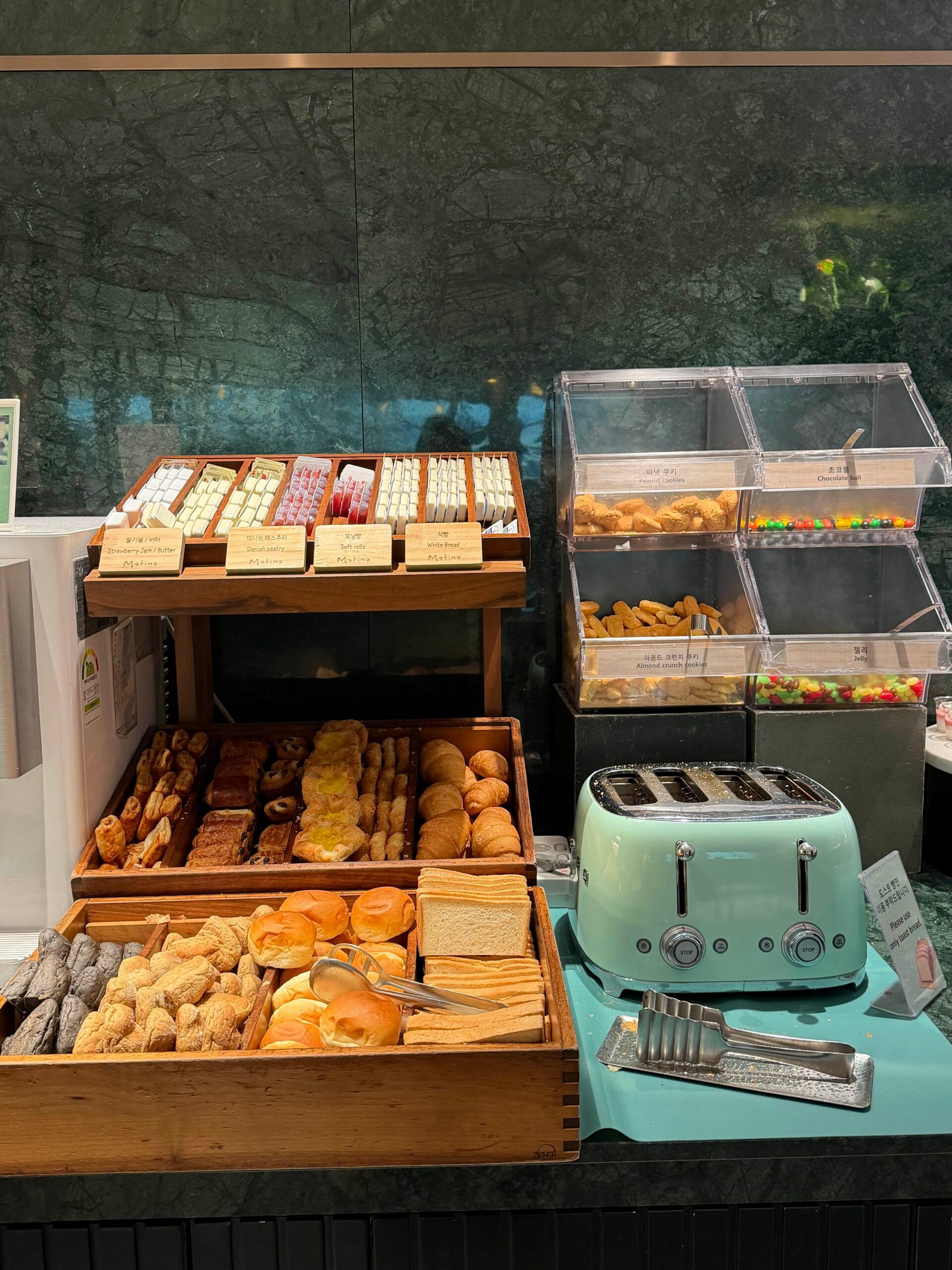 Bread fruit and jam station at Matina Lounge East