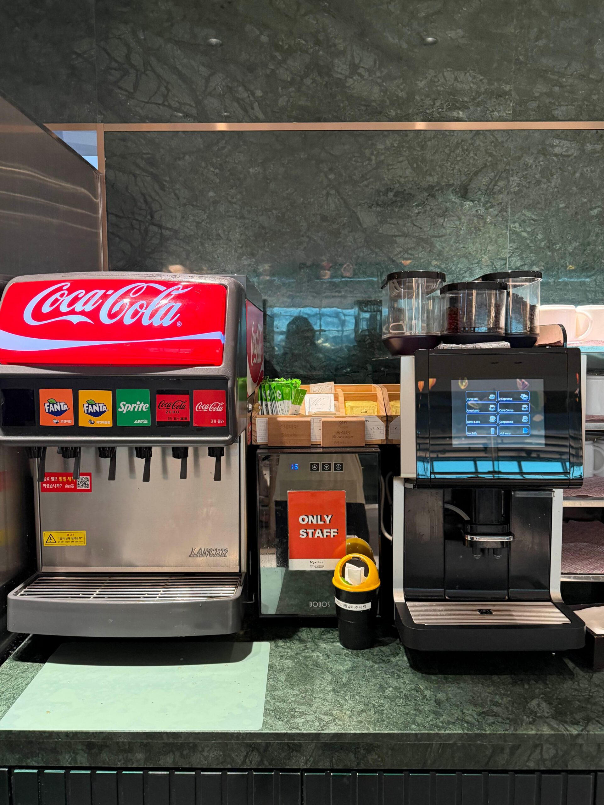 Soft drinks and canned beverages at Matina Lounge East