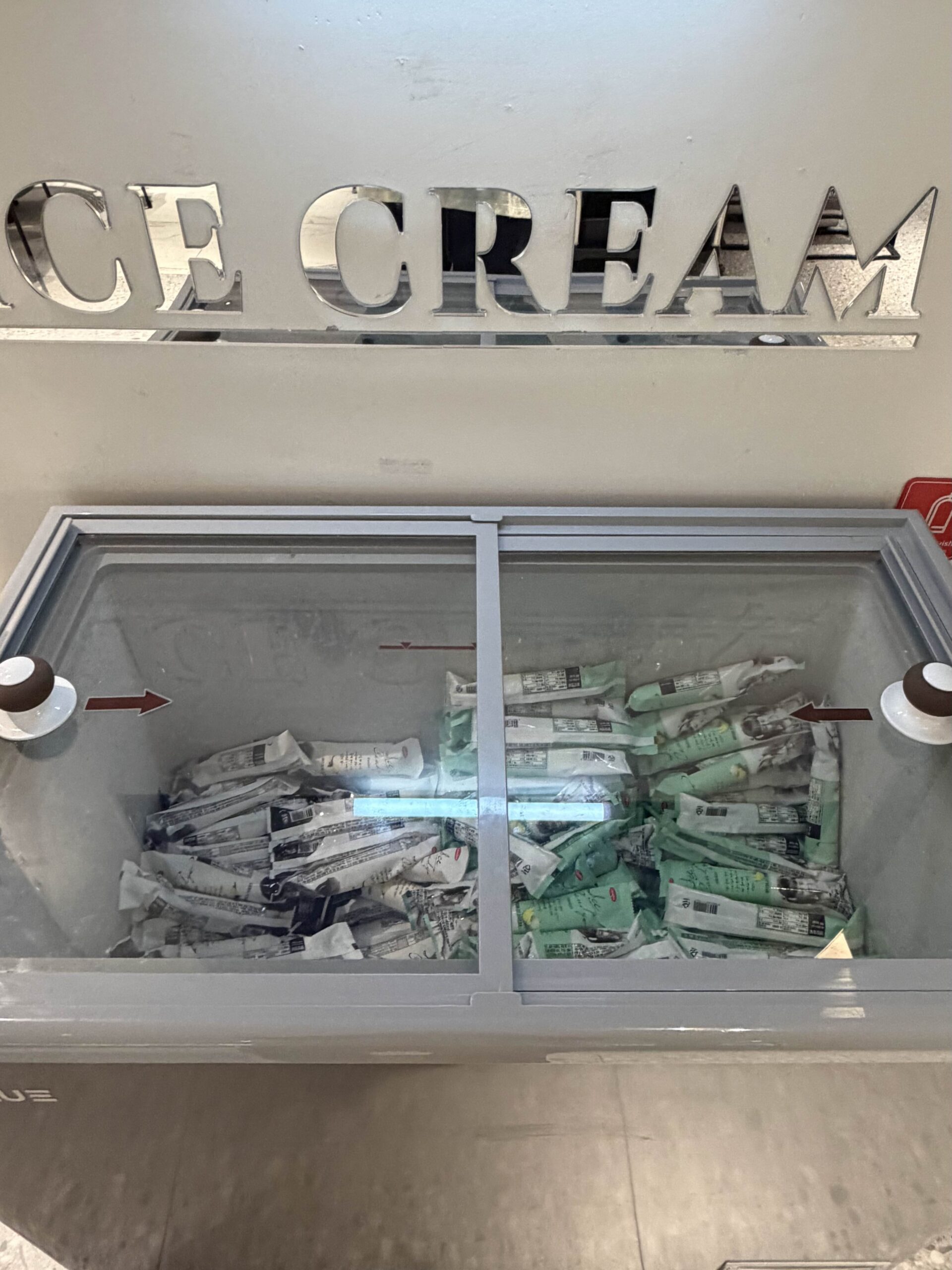Ice cream freezer at Matina Lounge East