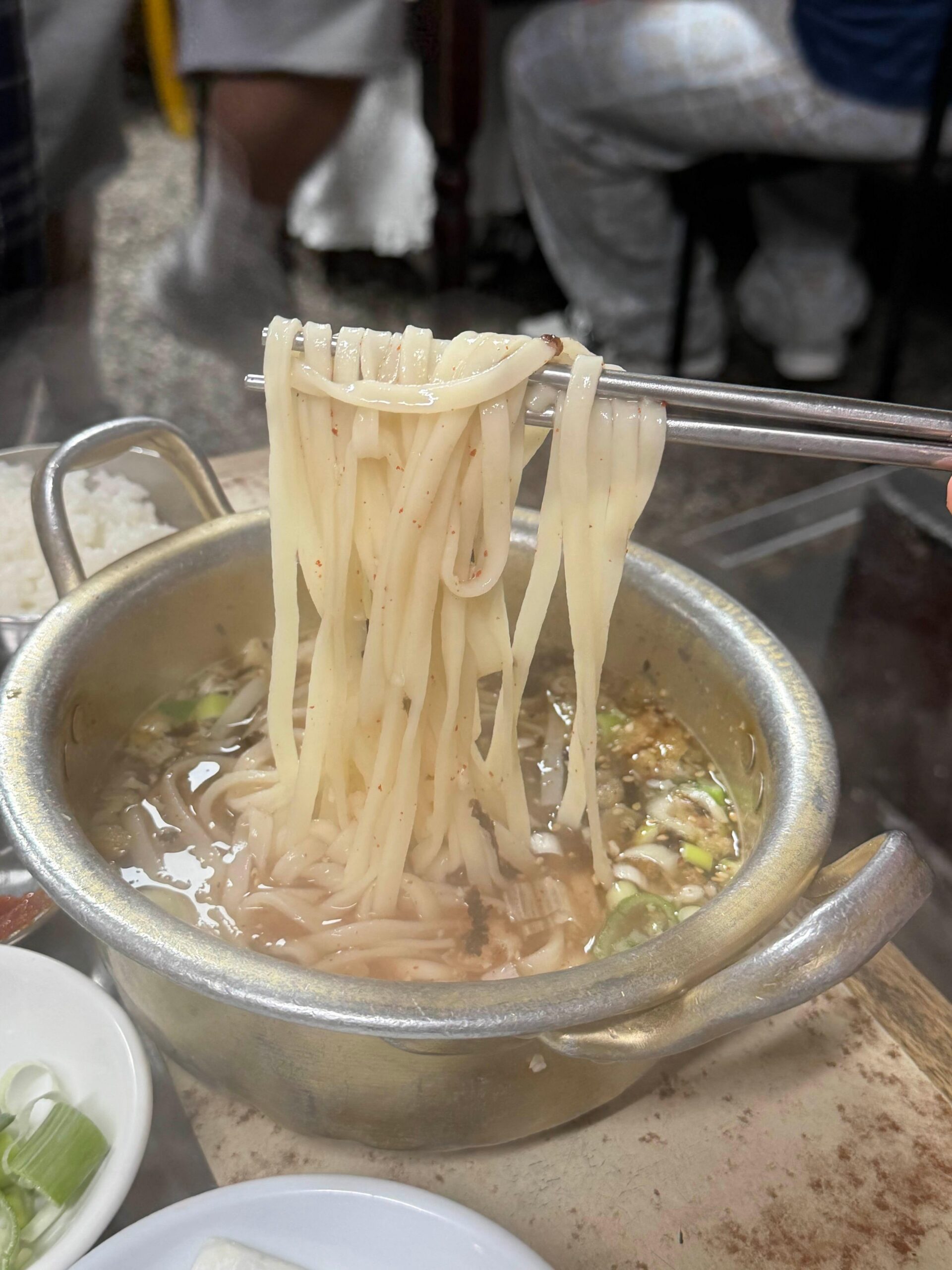 Soft kalguksu noodles in anchovy broth at Sarangbang Kalguksu