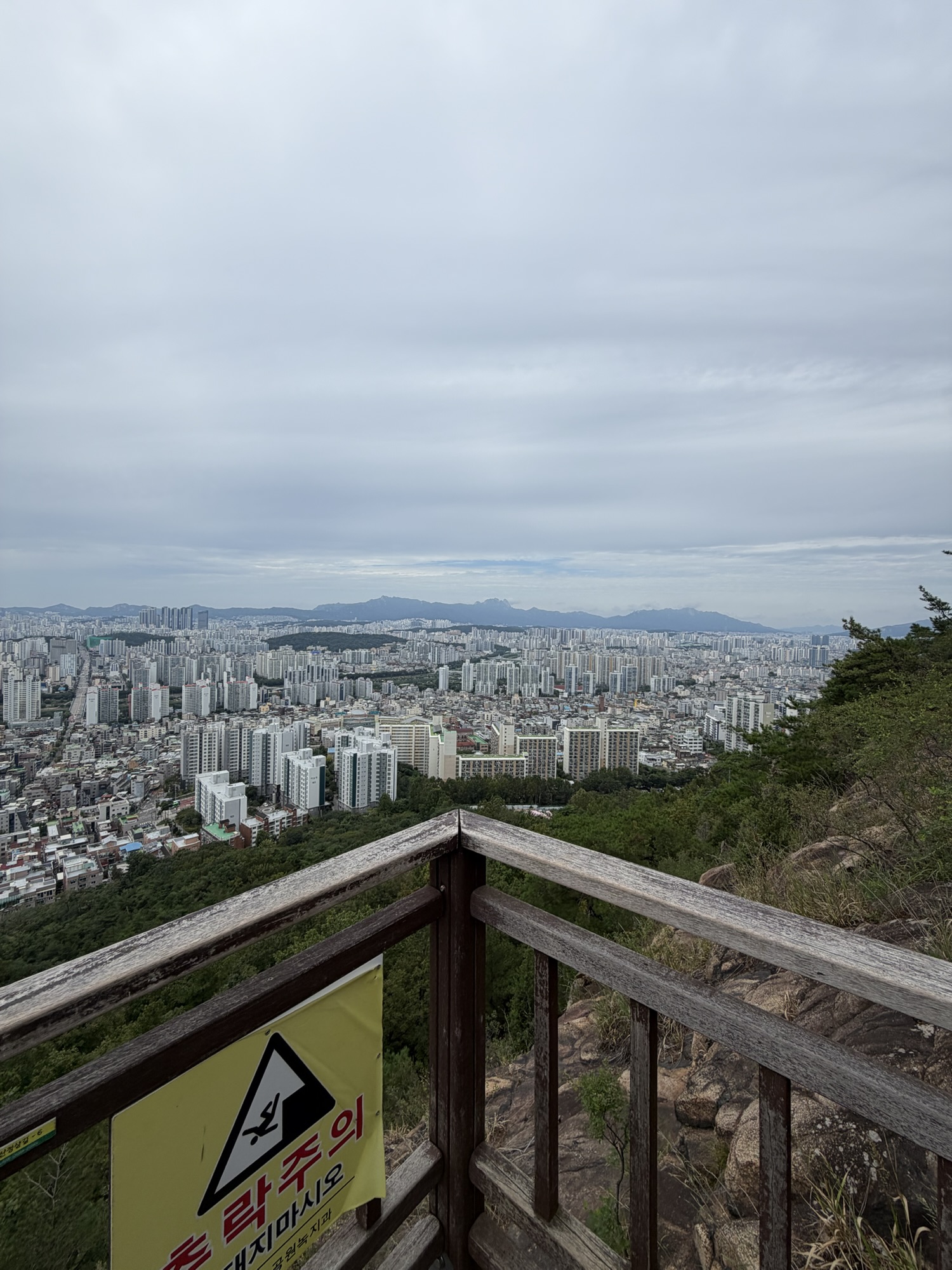 Open city view from the Yongmasan hiking trail