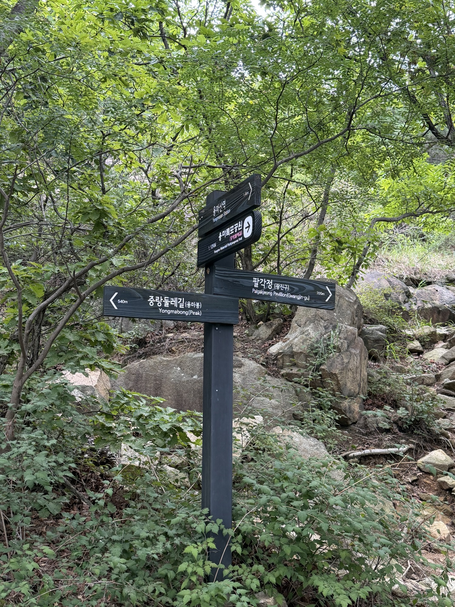 Yongmabong direction marker on the Yongmasan trail