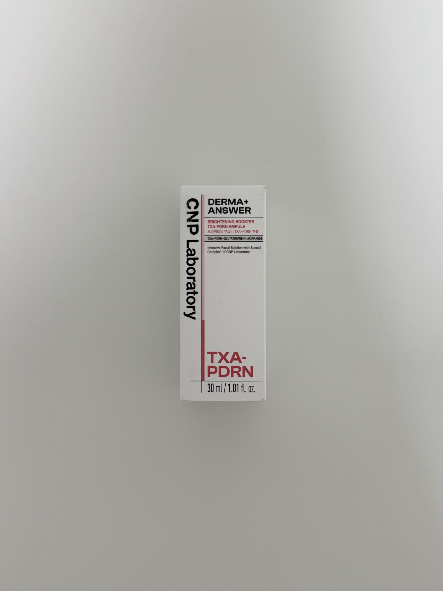 CNP TXA-PDRN Ampule box showing the brightening booster name