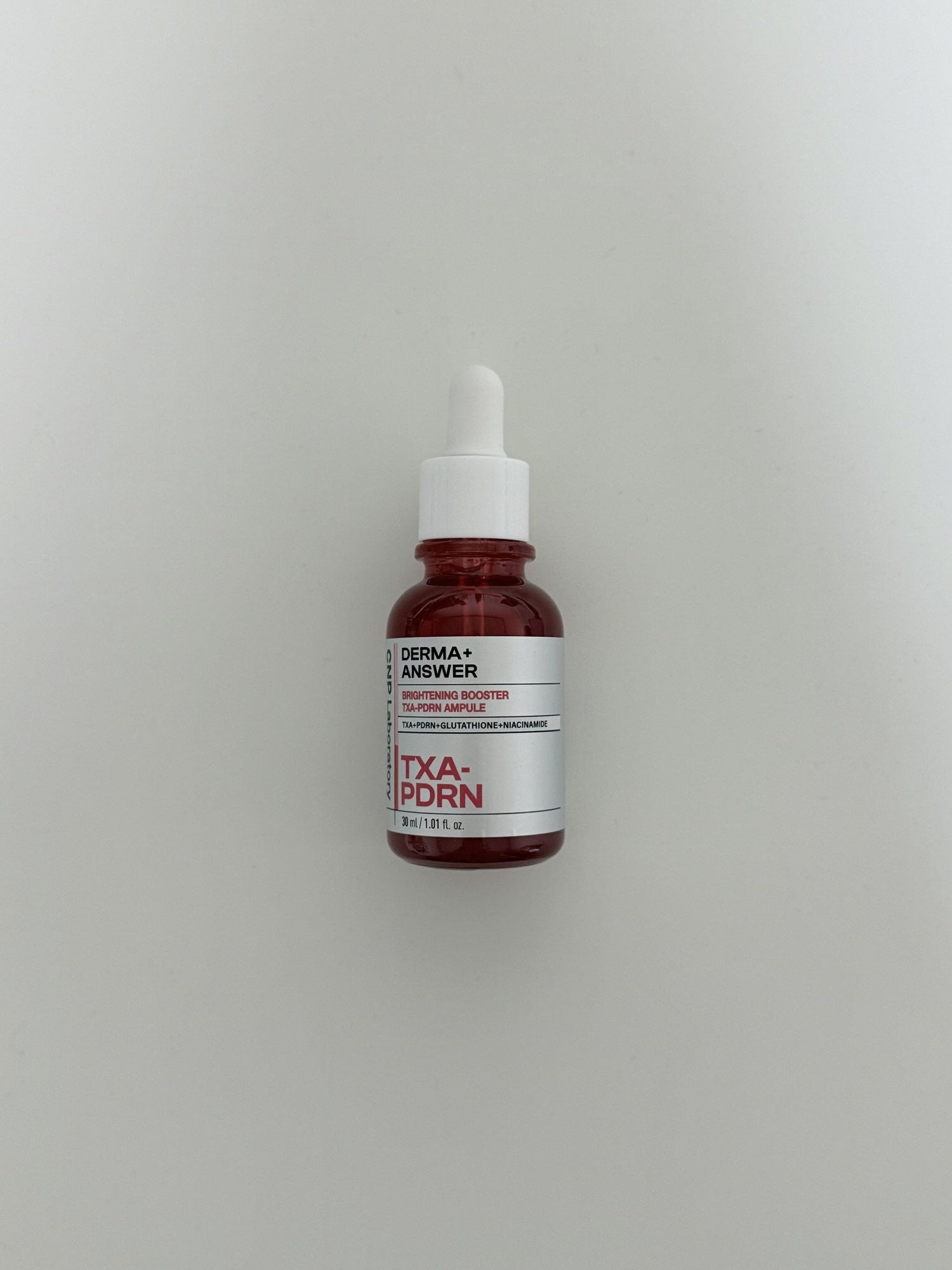 CNP TXA-PDRN Ampule box showing glutathione and niacinamide information
