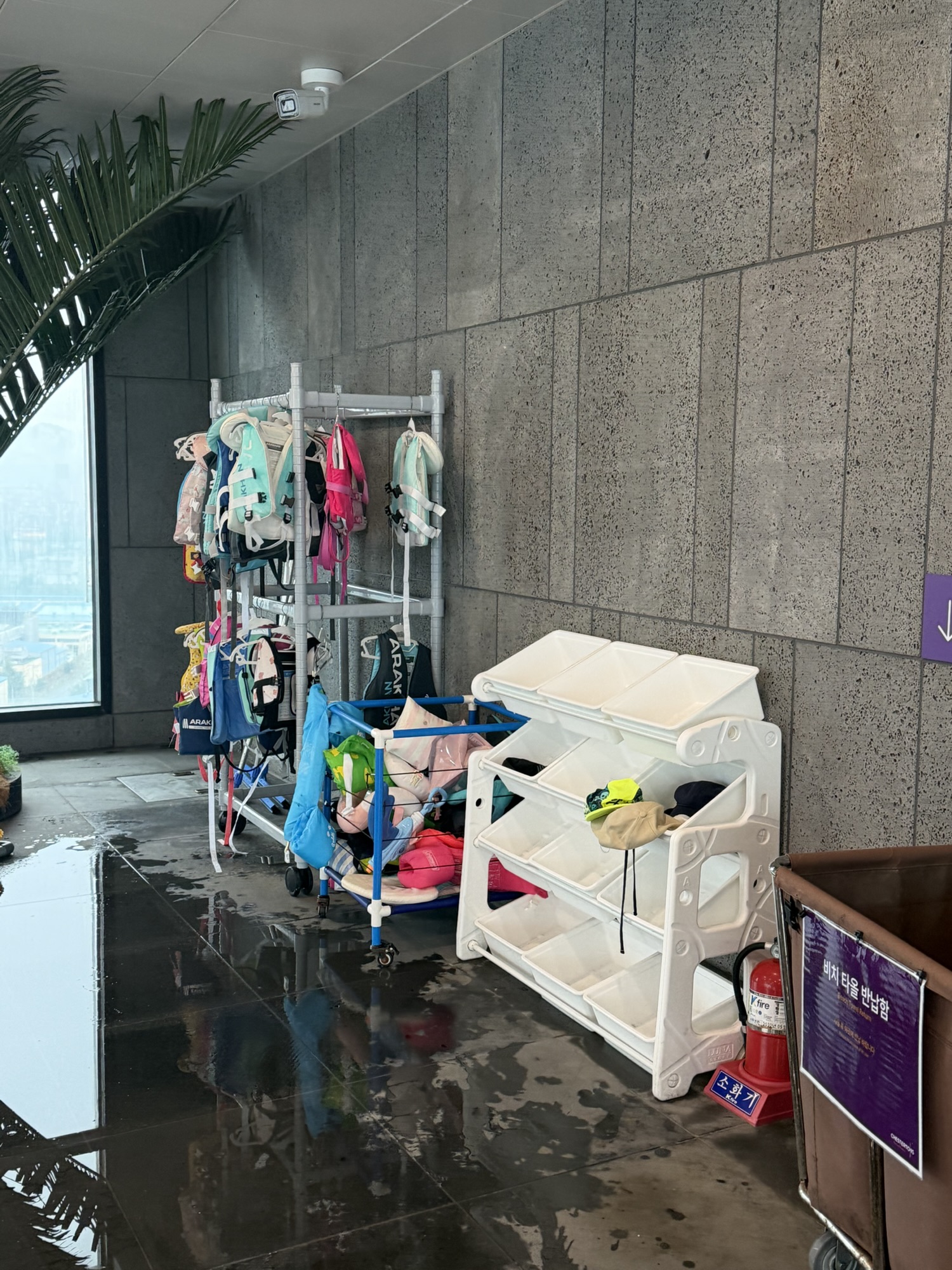 Children’s life jackets and swim rings near the Chestertons Gyeongju indoor pool